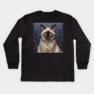 Siamese With Pearls Kids Long Sleeve T-Shirt